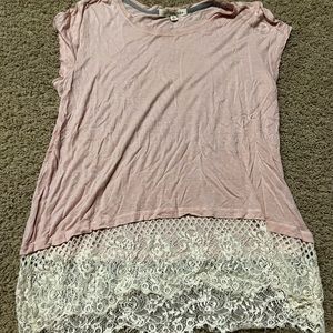 Pink lace t-shirt blouse